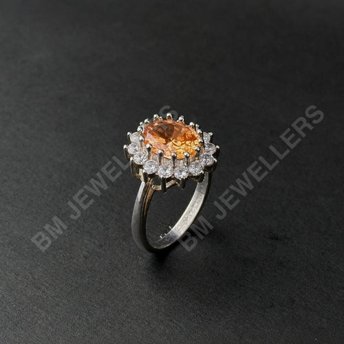 925 Sterling Silver "The Citrine Sunflower" Topaz Classic Sunburst Halo Ring - BM Jewellers (Image 1 of 3)