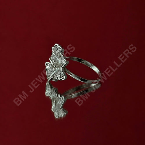 925 Sterling Silver "The Hibiscus" Organic Floral Pavé Statement Ring - BM Jewellers (Image 2 of 3)