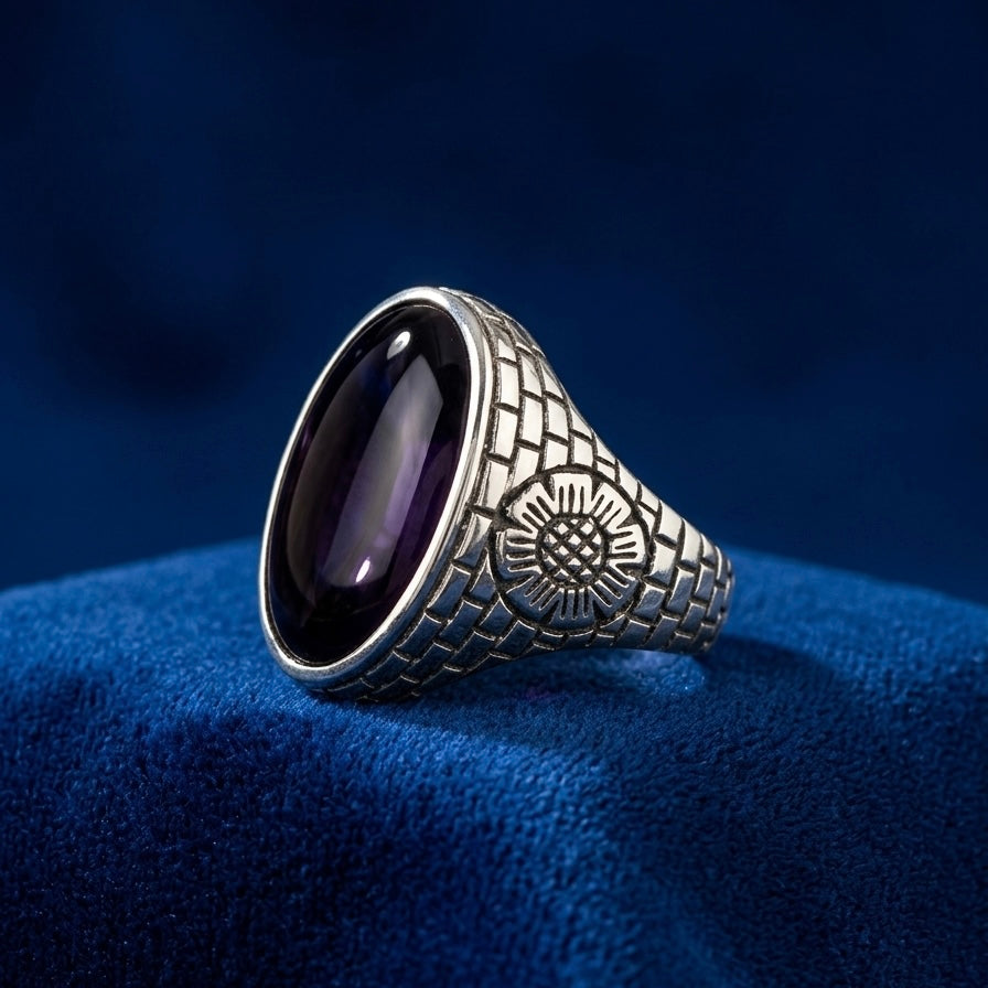Hand Made Dark Red Agate Sterling Silver Ring – Natural Surkh Aqeeq Statement Signet