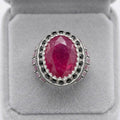 Red Ruby & Blue Sapphire Sterling Silver Ring (Yaqoot & Neelam)