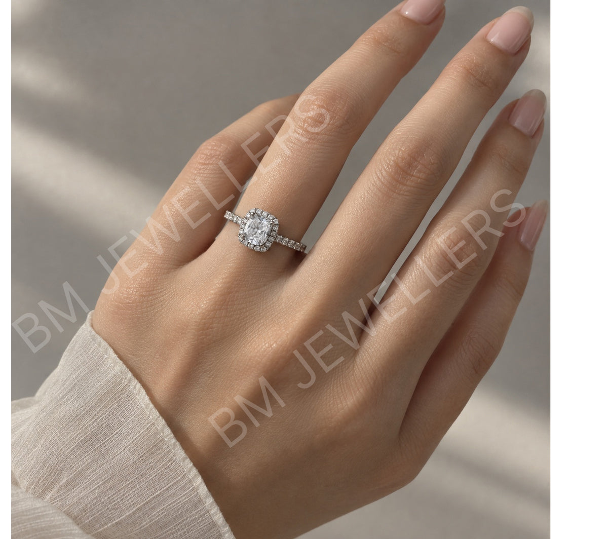 "The Cushion Halo Pavé Solitaire" Ring - BM Jewellers