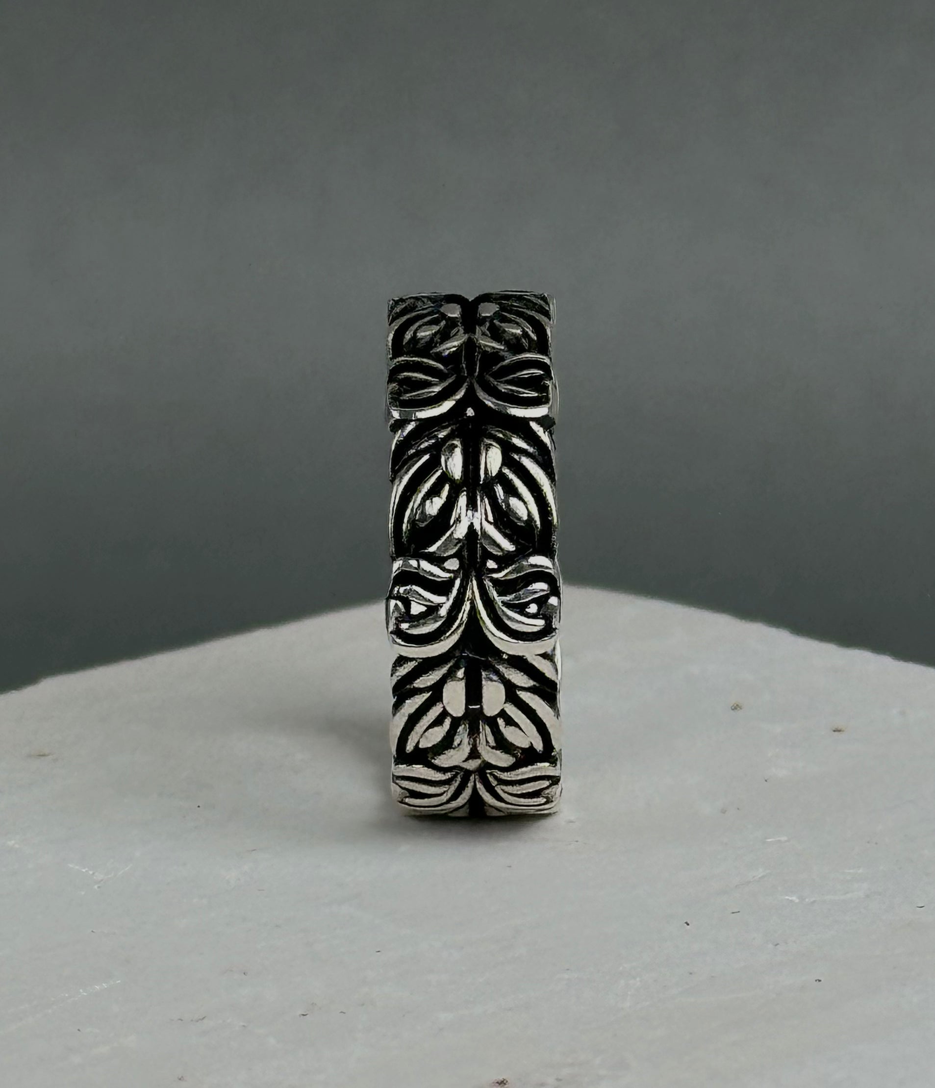 Botanical Leaf Sterling Silver Wedding Band – Marriage Ring