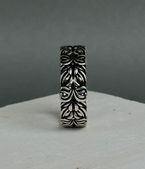 Botanical Leaf Sterling Silver Wedding Band – Marriage Ring