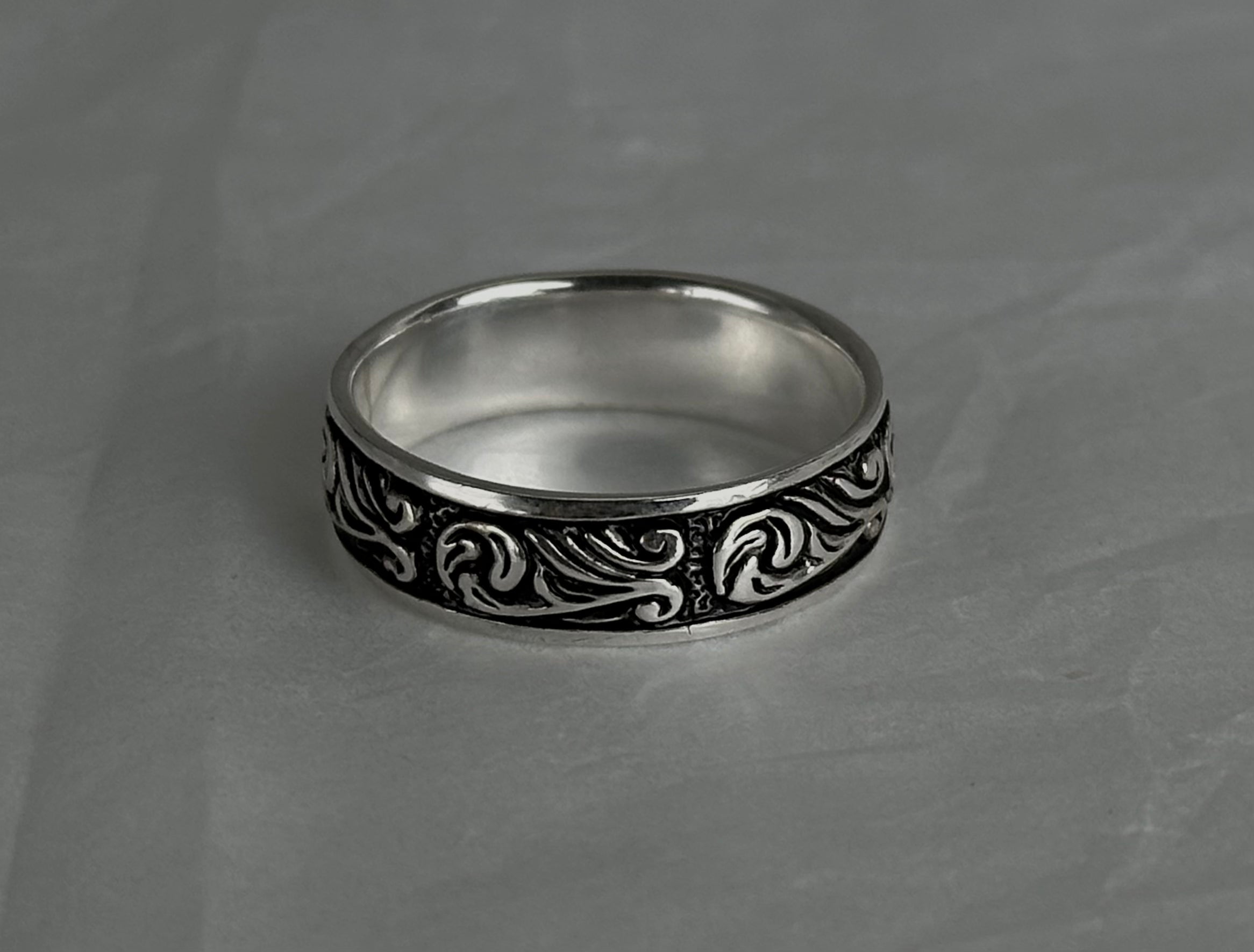 Scroll Band Ring – Antiqued Vintage Filigree Swirl Ring for Men & Women