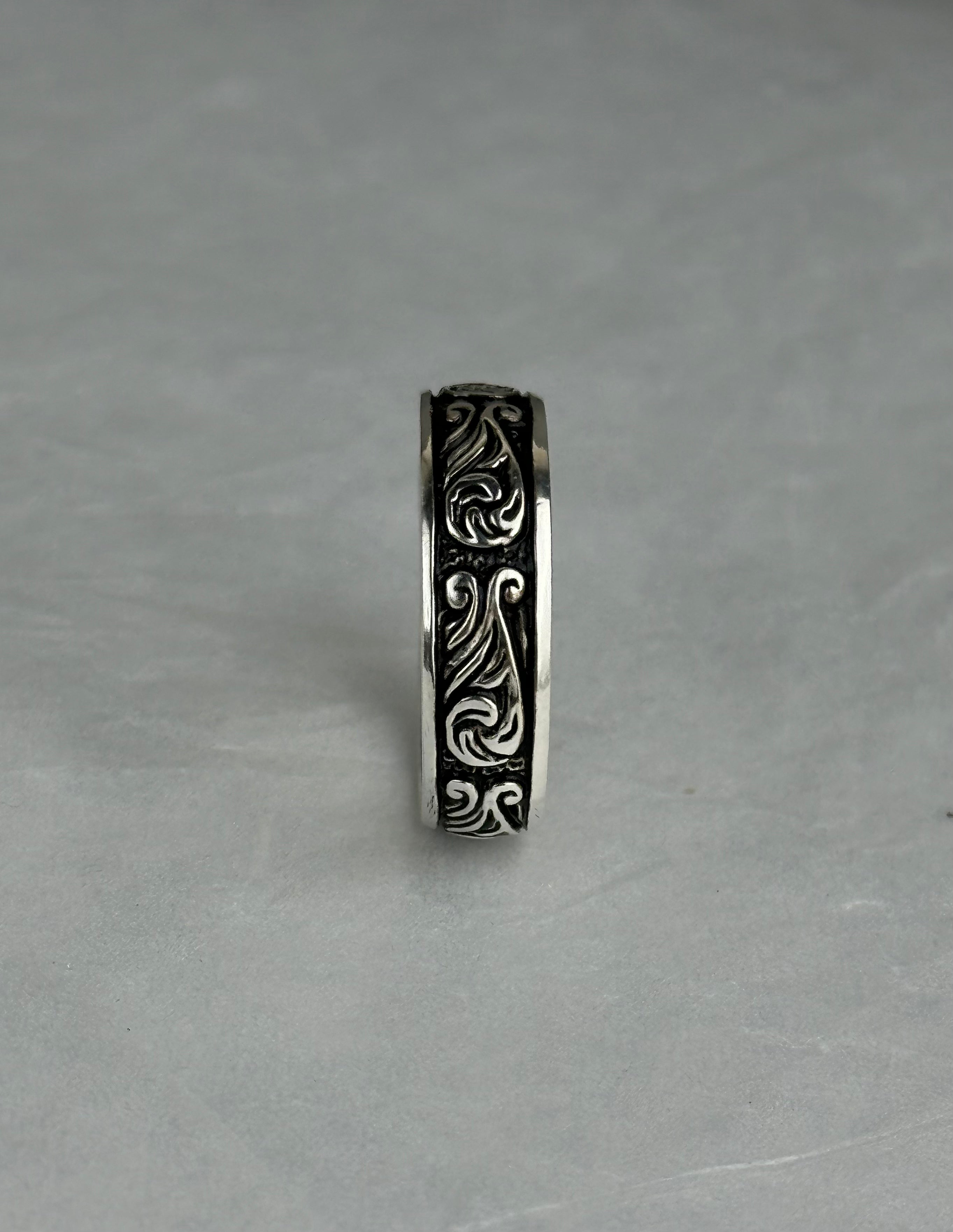 Scroll Band Ring – Antiqued Vintage Filigree Swirl Ring for Men & Women