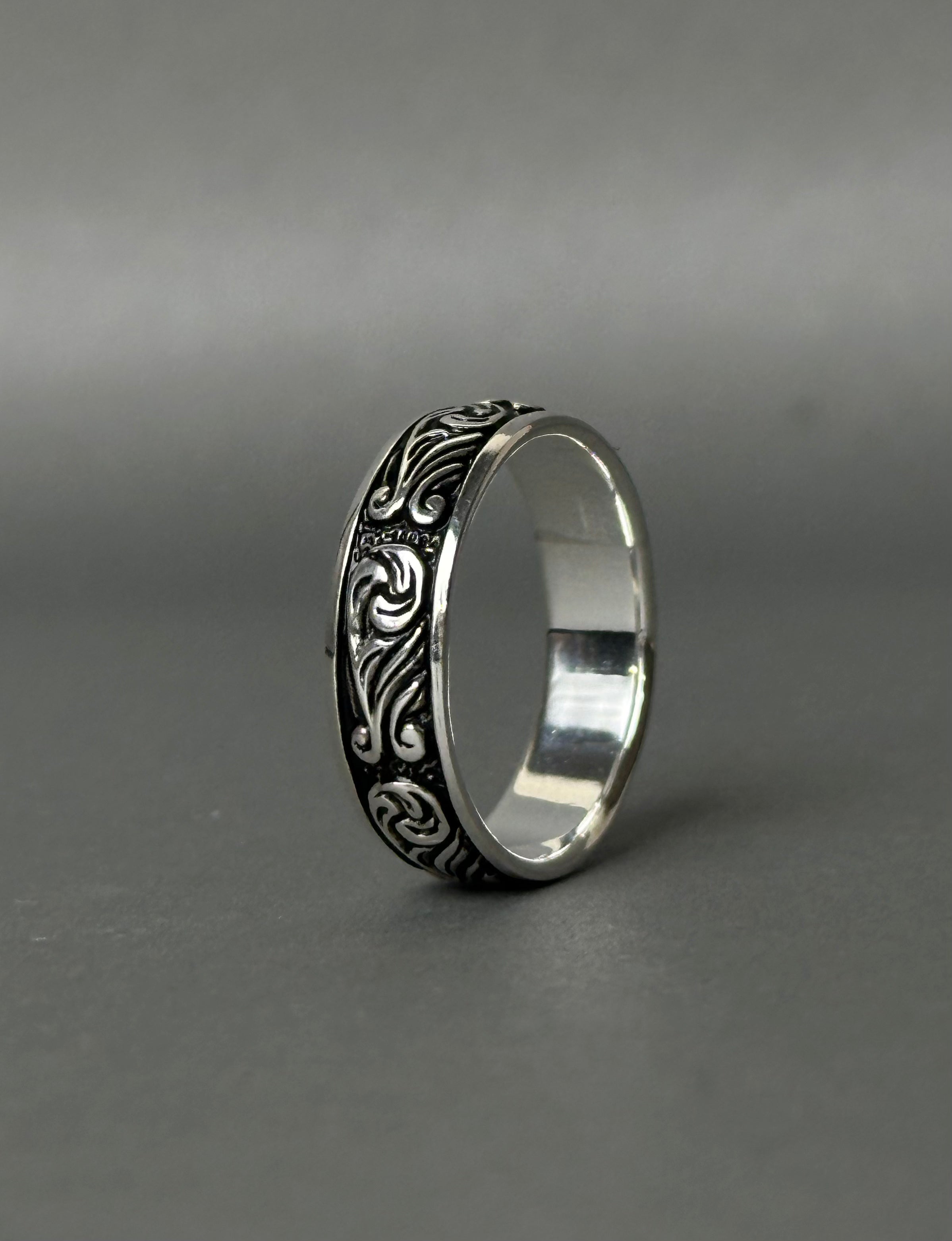 Scroll Band Ring – Antiqued Vintage Filigree Swirl Ring for Men & Women