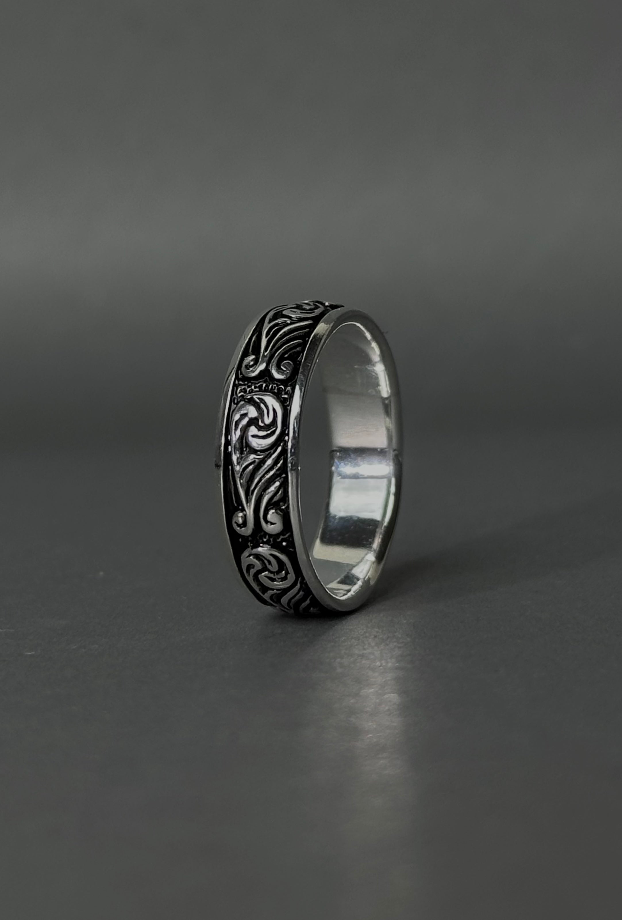 Scroll Band Ring – Antiqued Vintage Filigree Swirl Ring for Men & Women