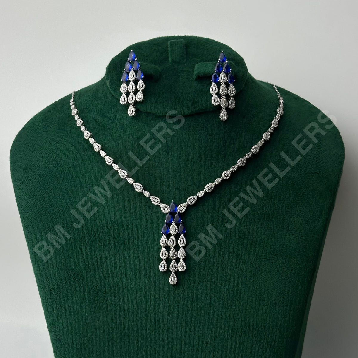 "The Sapphire Pear Tiered Chandelier Suite" Blue Topaz 4-Piece Set in 925 Silver BM Jewellers
