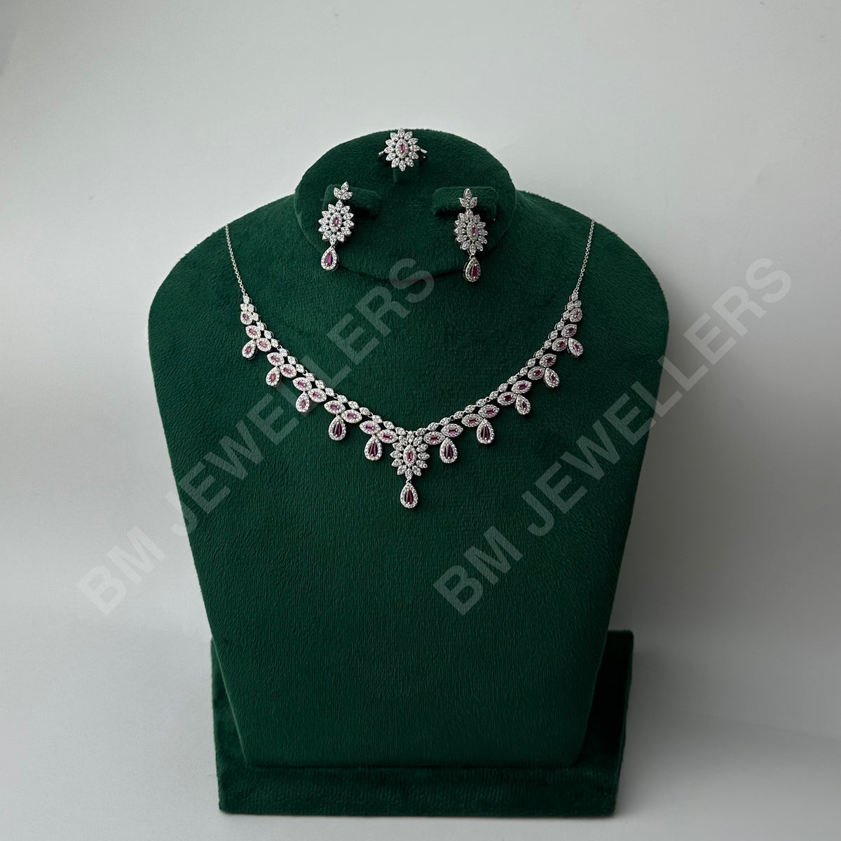 "The Pink Sapphire Jasmine Halo Suite" | choker set | by BM Jewellers