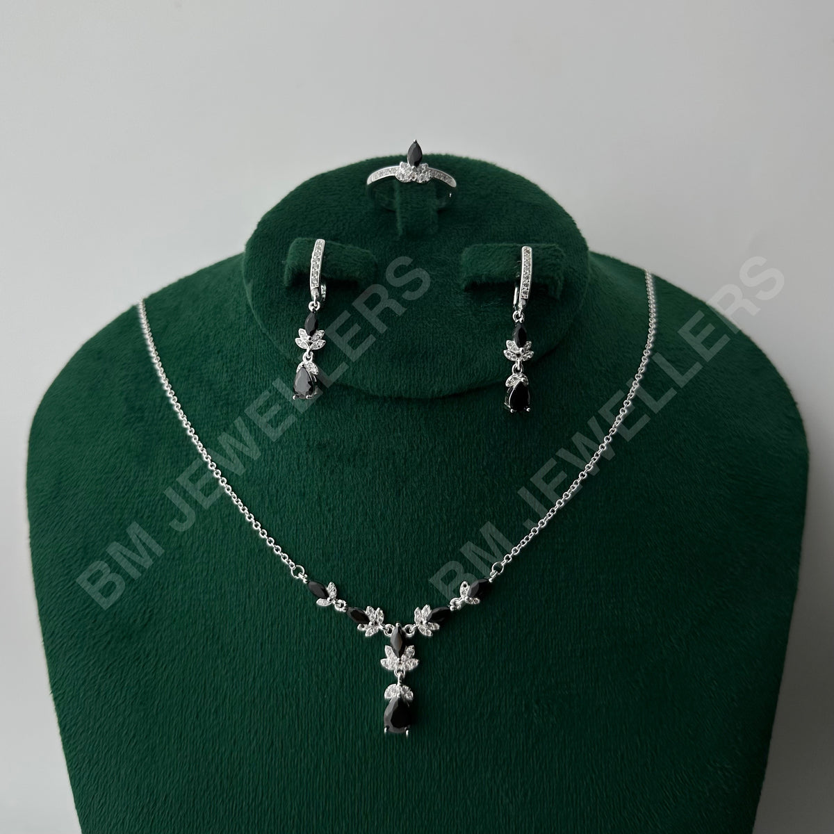 "The Midnight Jasmine Pear Halo Suite" | Mala set | by BM Jewellers