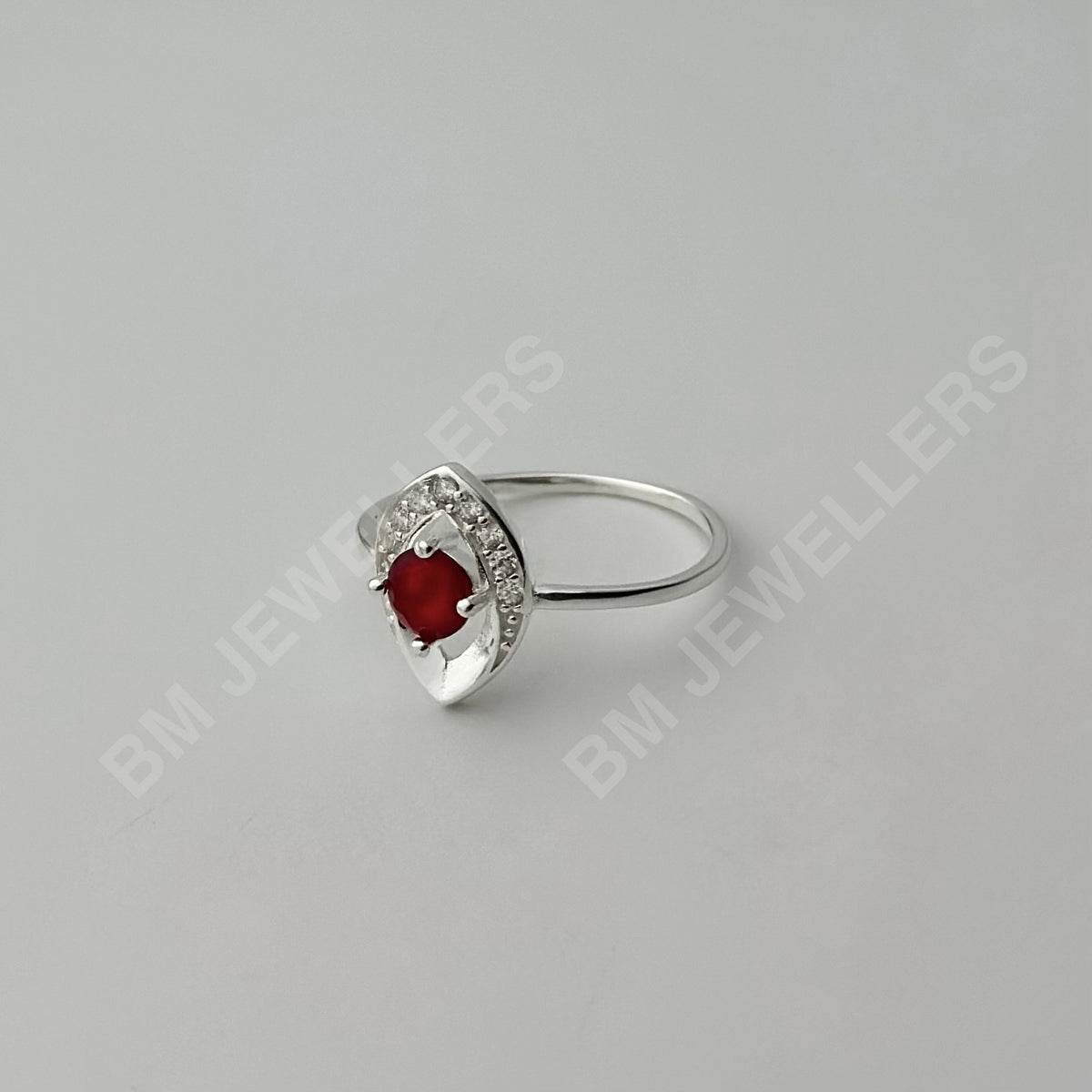 Red Stone Cocktail Halo Ring - BM Jewellers