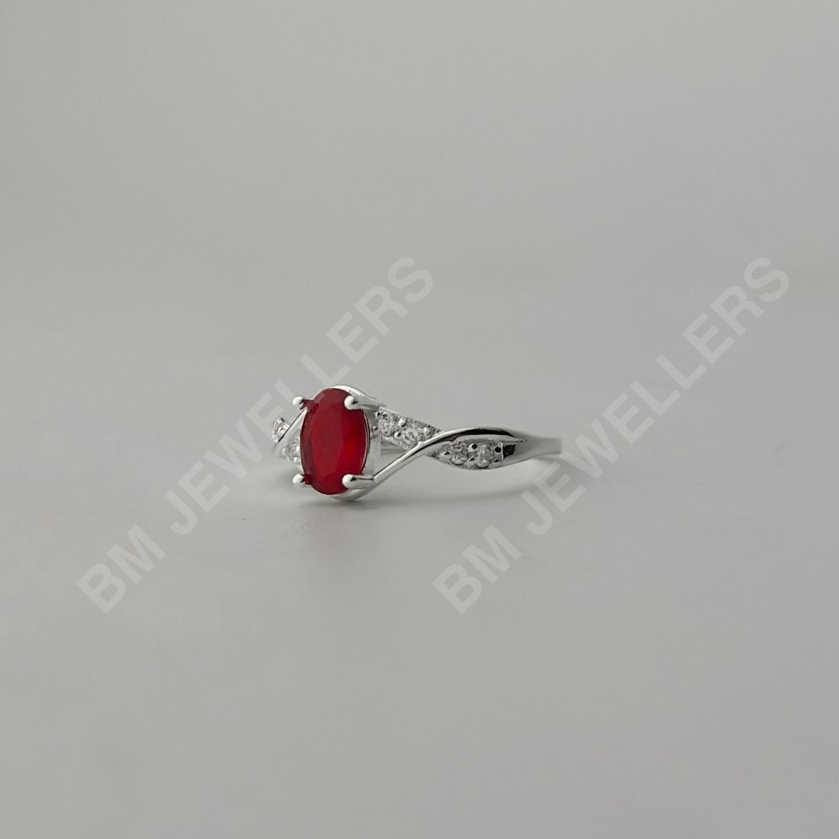 "The Red Twist" Oval Crimson Solitaire Ring - BM Jewellers