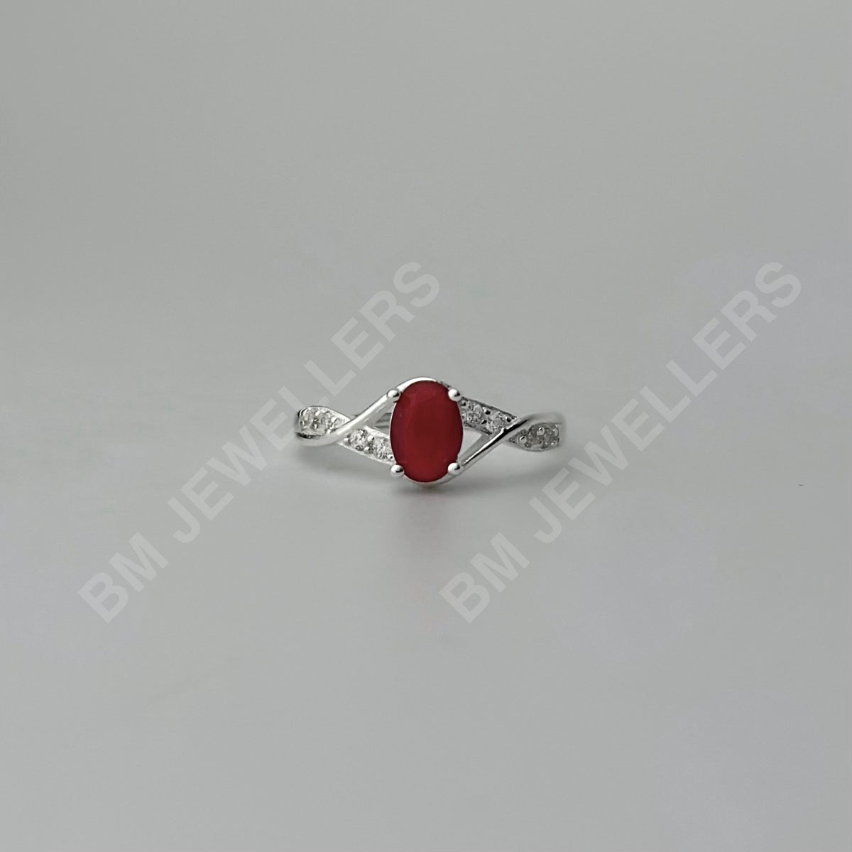 "The Red Twist" Oval Crimson Solitaire Ring - BM Jewellers