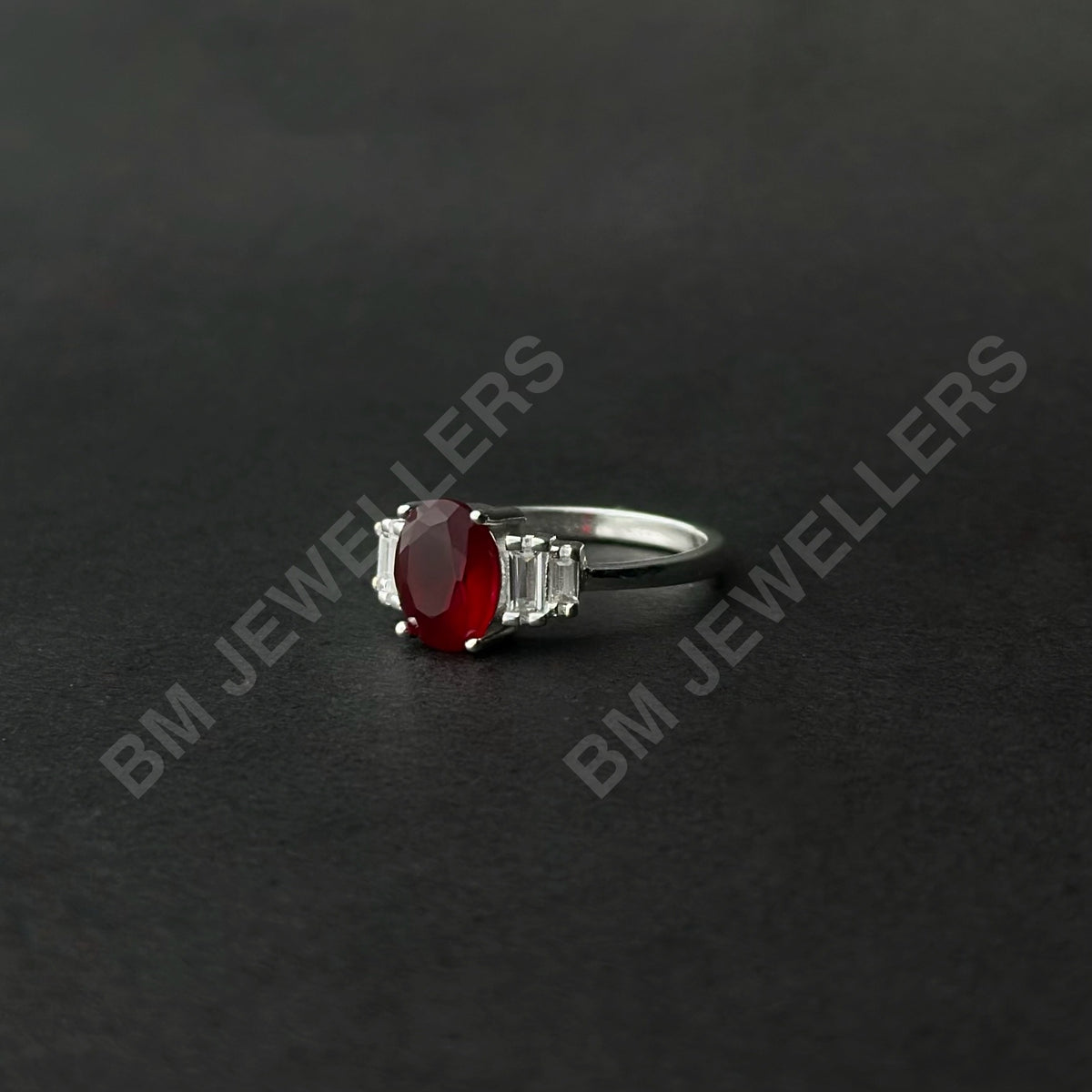 Vintage Art Deco Oval Red Spinel Ring by BM Jewellers