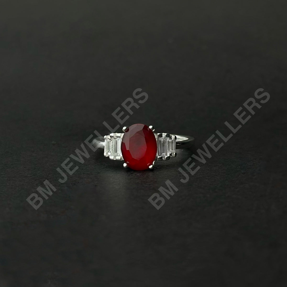 Vintage Art Deco Oval Red Spinel Ring by BM Jewellers