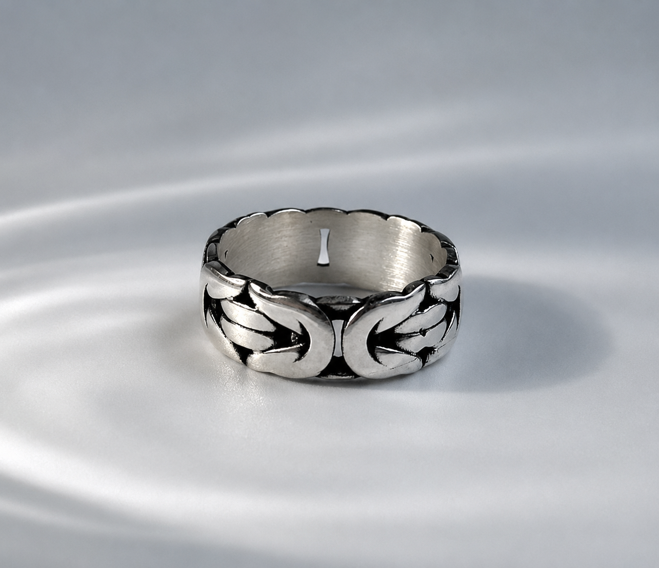 Sterling Silver Totem Band Ring – Native Style Carved Jewelry