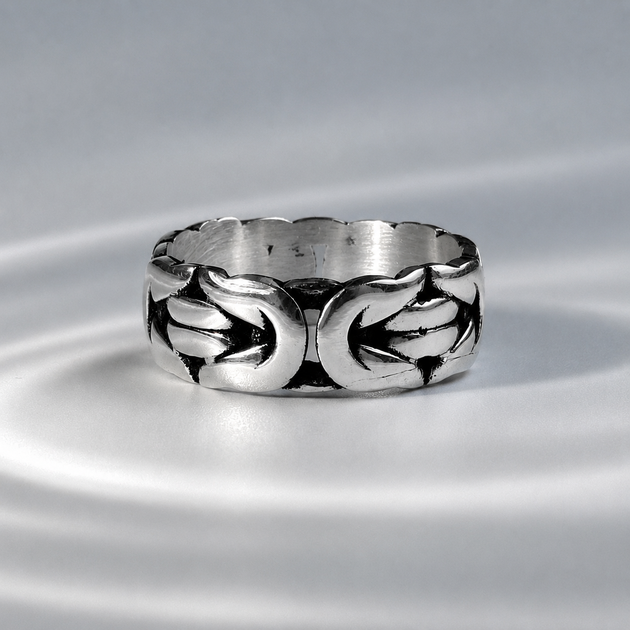 Sterling Silver Totem Band Ring – Native Style Carved Jewelry
