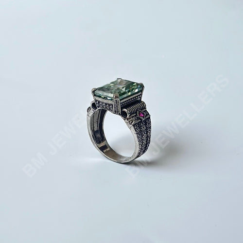 "The Mint Block" Men's Emerald-Cut Mint Green Signet Ring - BM Jewellers