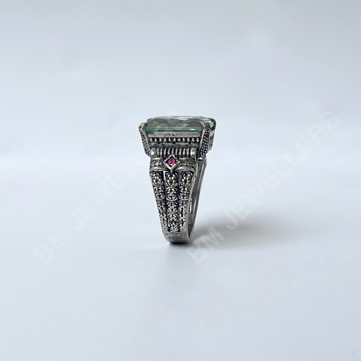 "The Mint Block" Men's Emerald-Cut Mint Green Signet Ring - BM Jewellers