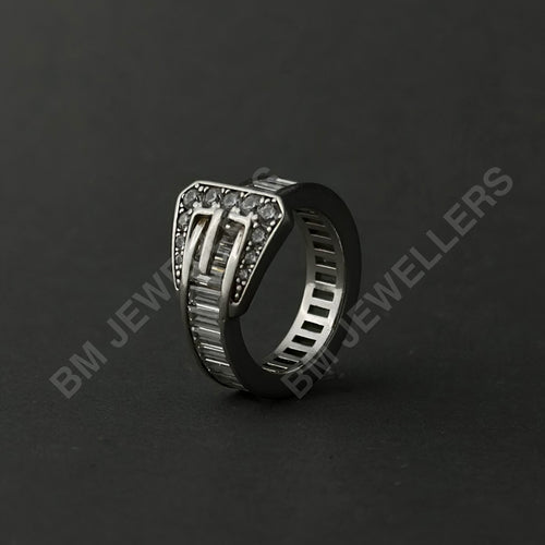 925 Sterling Silver "The Buckle" Geometric Belt Signet Ring - BM Jewellers (Image 1 of 3)