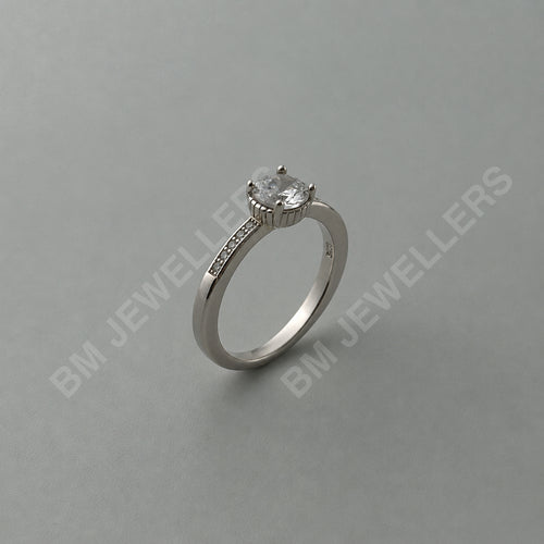 925 Sterling Silver "The Milgrain Pavé Solitaire" Round Crown Ring - BM Jewellers (Image 1 of 2)