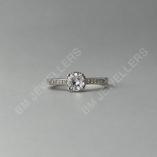 925 Sterling Silver "The Milgrain Pavé Solitaire" Round Crown Ring - BM Jewellers (Image 2 of 2)