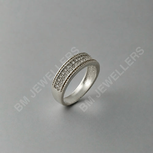 925 Sterling Silver "The Double Pavé Milgrain" Two-Row Clear Stone Band - BM Jewellers (Image 2 of 3)