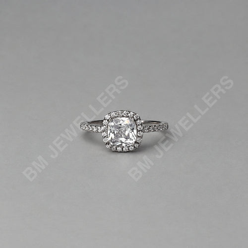 "The Cushion Halo Pavé Solitaire" Ring - BM Jewellers