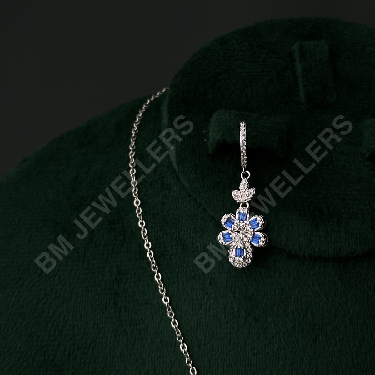 The Sapphire Flower Pear Halo Suite By BM Jewellers