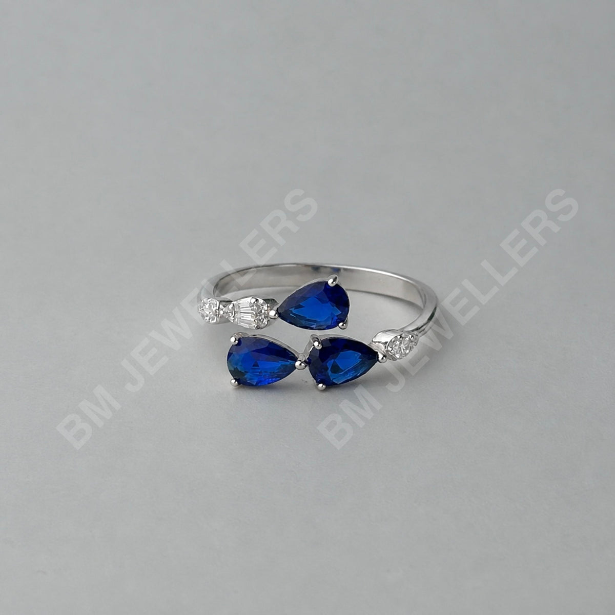 "The Sapphire Pear Tiered Chandelier Suite" Blue Topaz 4-Piece Set in 925 Silver BM Jewellers