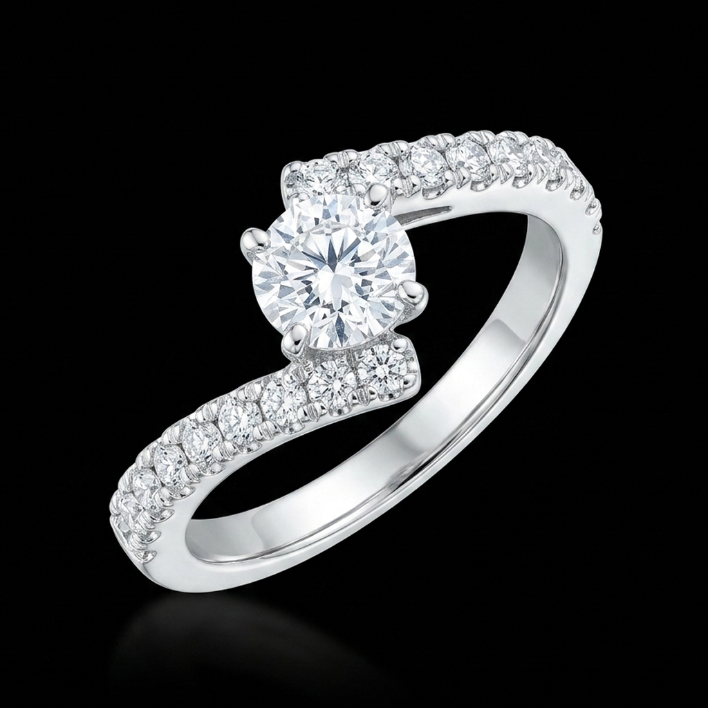 Wave Swirl Pavé Moissanite Solitaire Ring – BM Jewelers