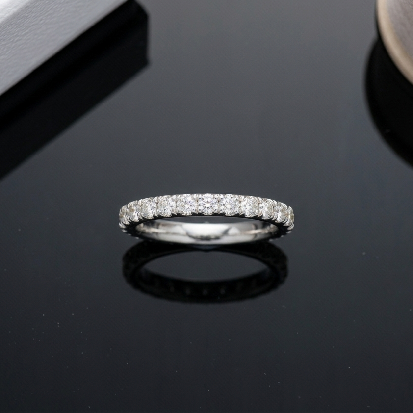 BM Jewelers Moissanite Eternity Band Wedding Ring in Sterling Silver
