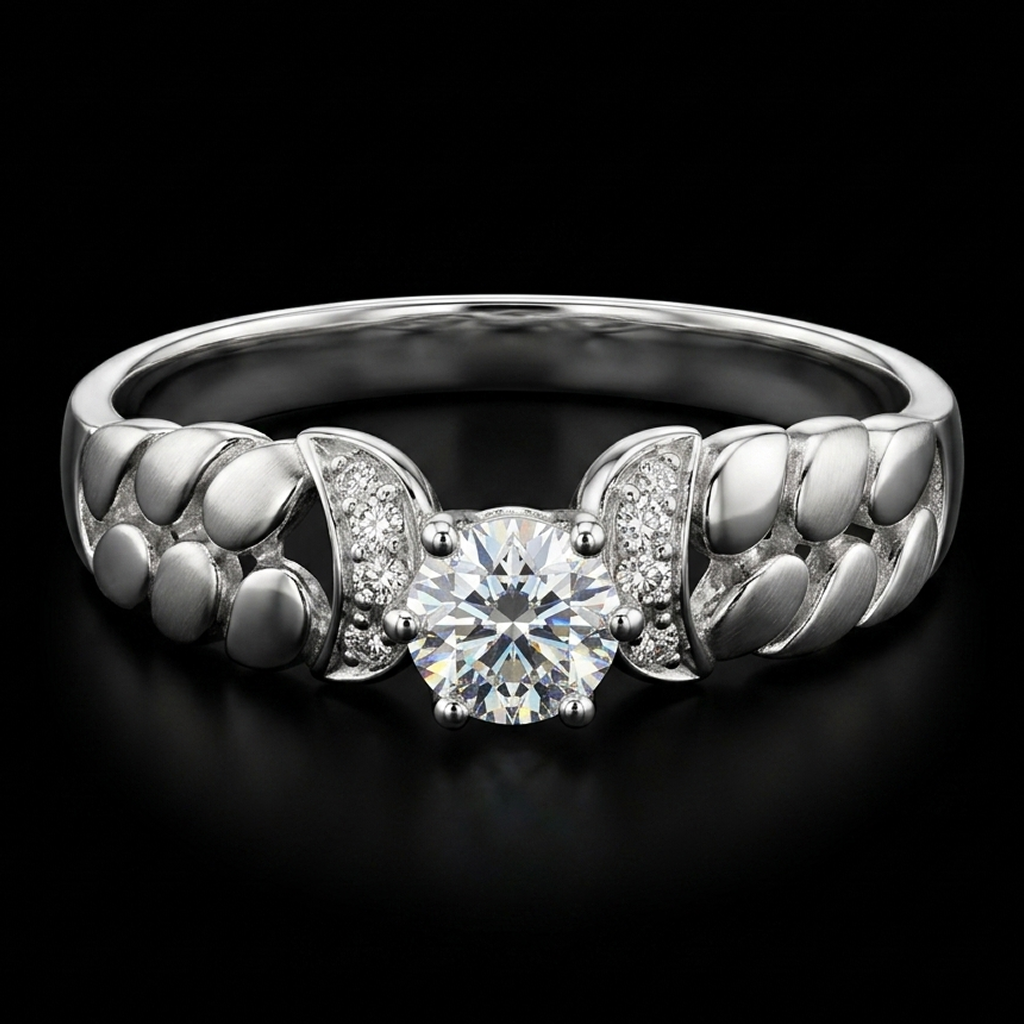 Crescent Moon Moissanite Ring – 925 Sterling Silver - BM Jewelers