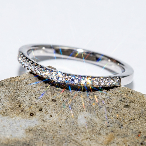 BM Jewelers Moissanite Dainty Stacking Ring in 925 Sterling Silver