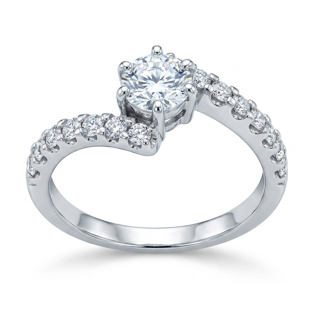 Wave Swirl Pavé Moissanite Solitaire Ring – BM Jewelers