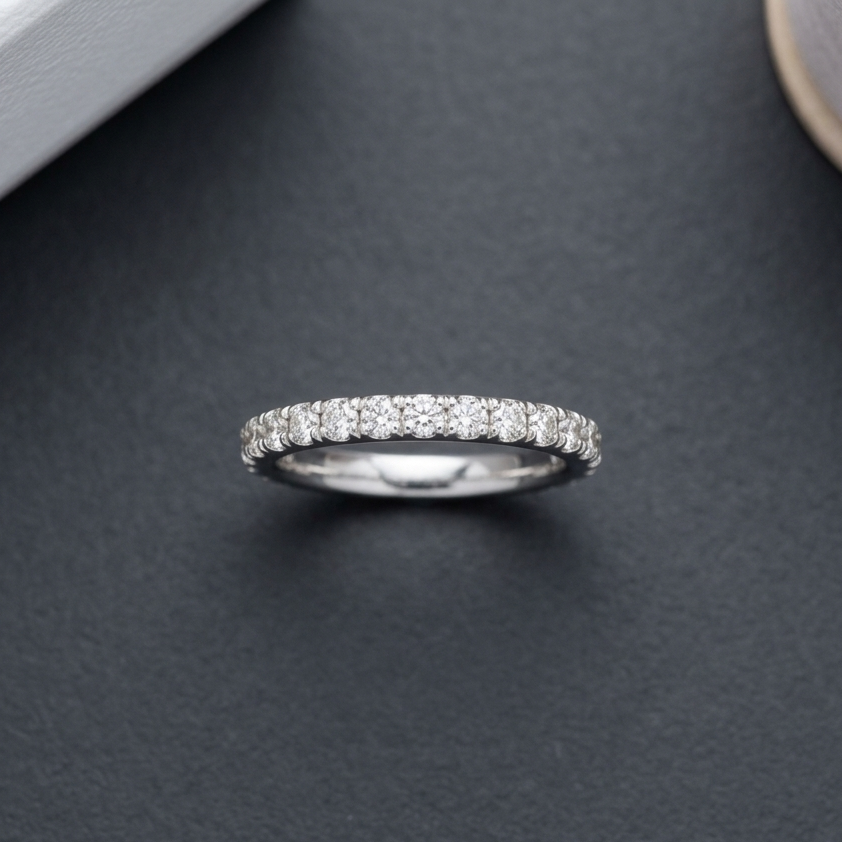 BM Jewelers Moissanite Eternity Band Wedding Ring in Sterling Silver