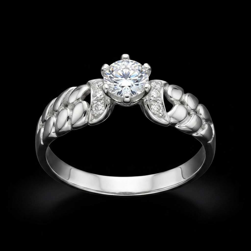 Crescent Moon Moissanite Ring – 925 Sterling Silver - BM Jewelers