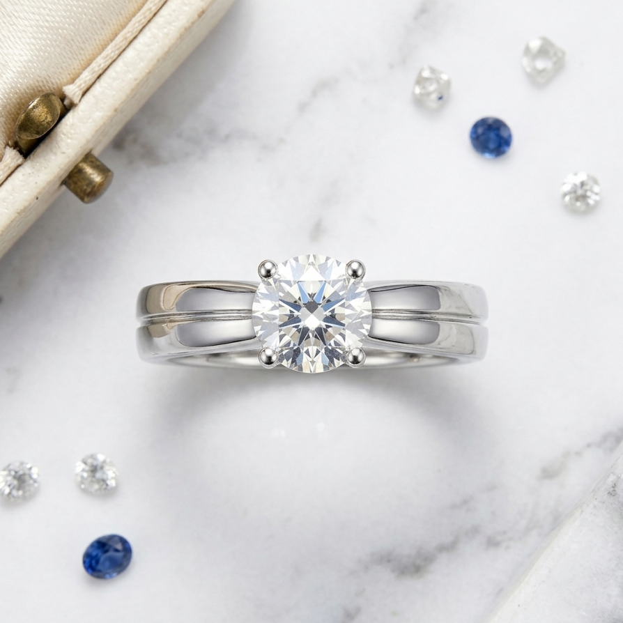 BM Jewelers Round Brilliant Moissanite Solitaire Ring