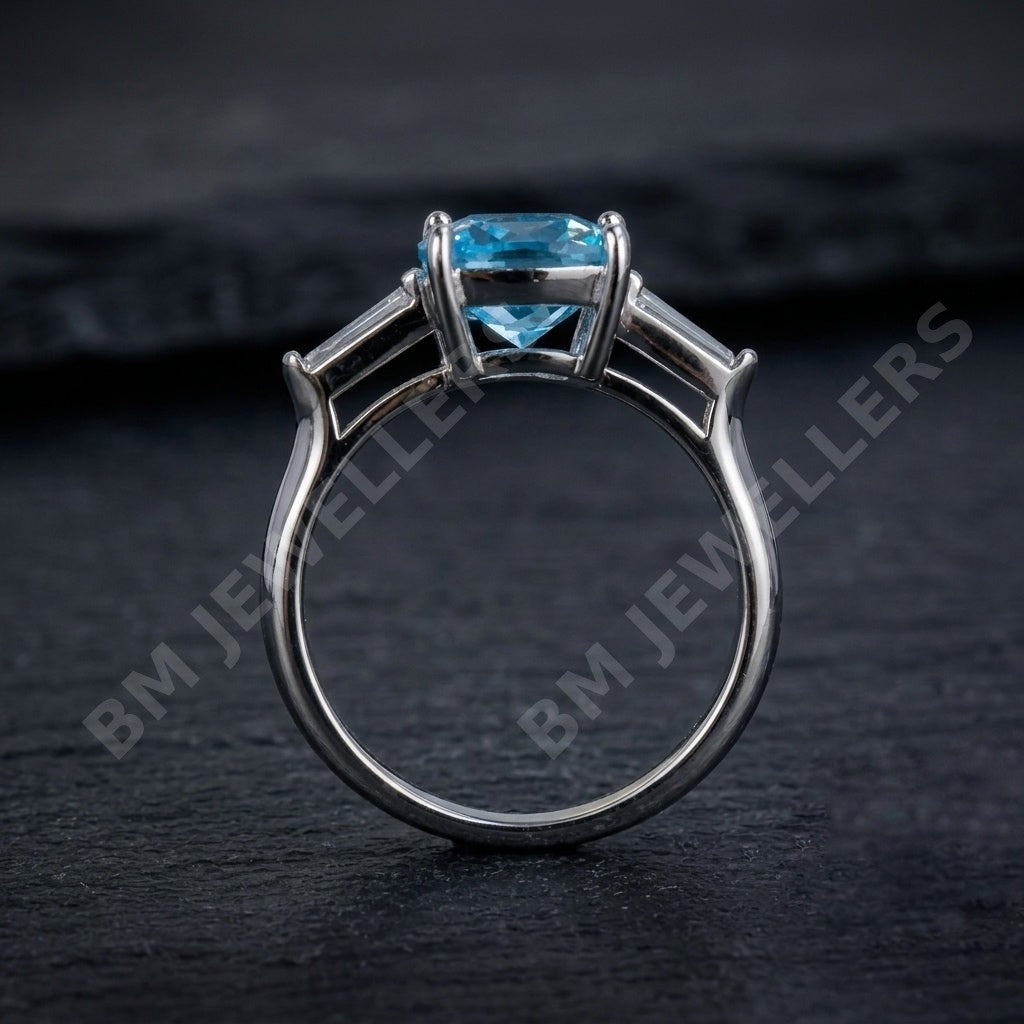 [wm-applied] - 925 Sterling Silver Cushion Cut Topaz Three-Stone Ring for Women - BM Jewellers (Image 6 of 6)