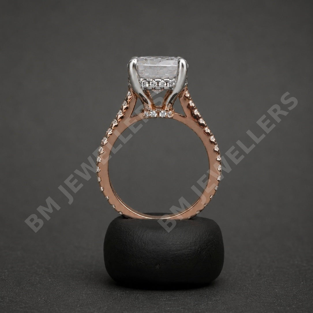 [wm-applied] - 925 Sterling Silver Oval Cut Sterling Silver Engagement Ring - Brilliant Pavé Accent Band | for Women - BM Jewellers (Image 1 of 6)
