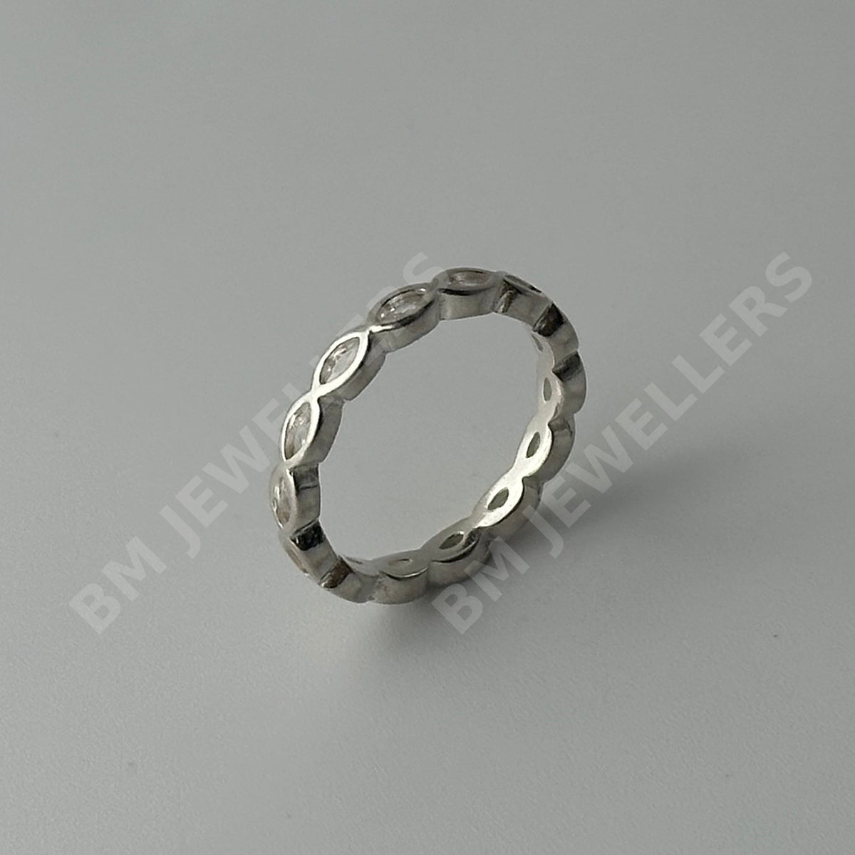 [wm-applied] - 925 Sterling Silver Modern East-West Marquise-Cut Full Bezel-Set Full-Eternity Band for Men - BM Jewellers (Image 1 of 3)
